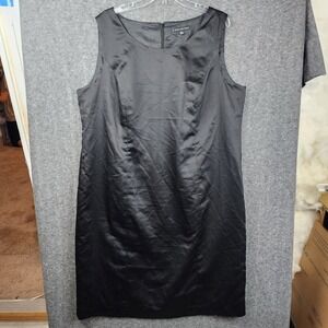 Nipon Boutique Sheath Dress Womens 20W Black Satin Sleeveless Formal Lined